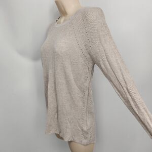 Tahari Pullover Sweater Womens Size Medium Relaxed Fit Light Weight Linen Blend